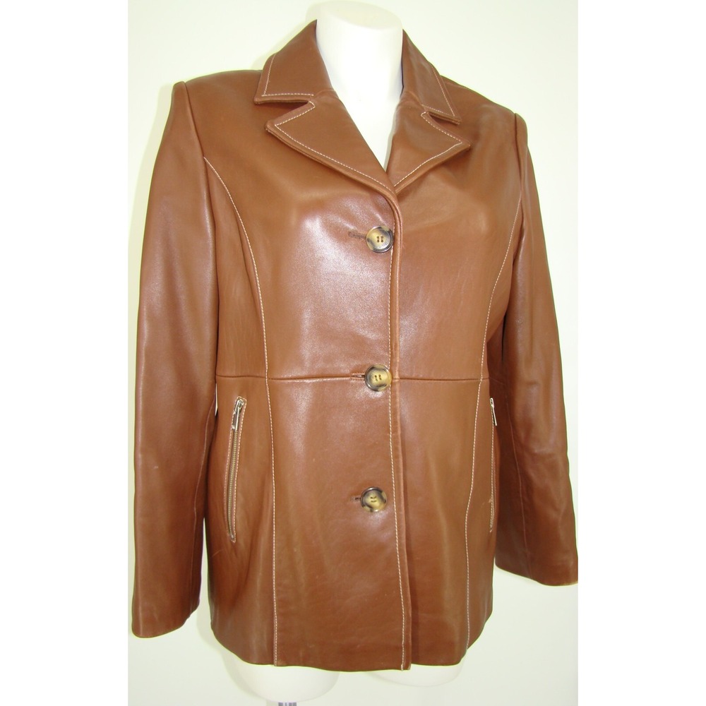 MICHAEL KORS WOMENS BROWN LEATHER JACKET COAT SIZE XL   C123